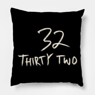 Hand Drawn Letter Number 32 Thirty Two Pillow