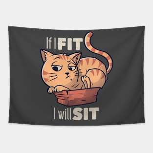 If I Fit I Will Sit Funny Cat Gift Tapestry