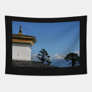 Chorten and Mountains, Bhutan Tapestry