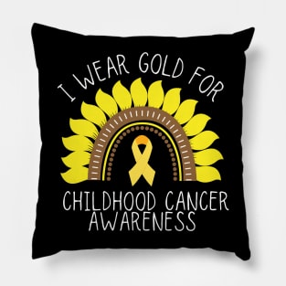 I Wear Gold For Childhood Cancer Awareness Pillow