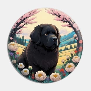 Newfoundland Dog Landscape Pin