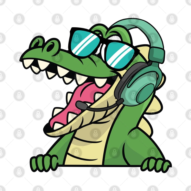 Alligator With Headphones by AngelBeez29