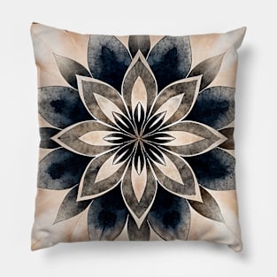 Black and beige floral Pillow