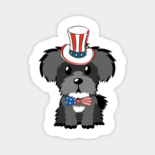 Funny schnauzer dog is wearing uncle sam hat Magnet