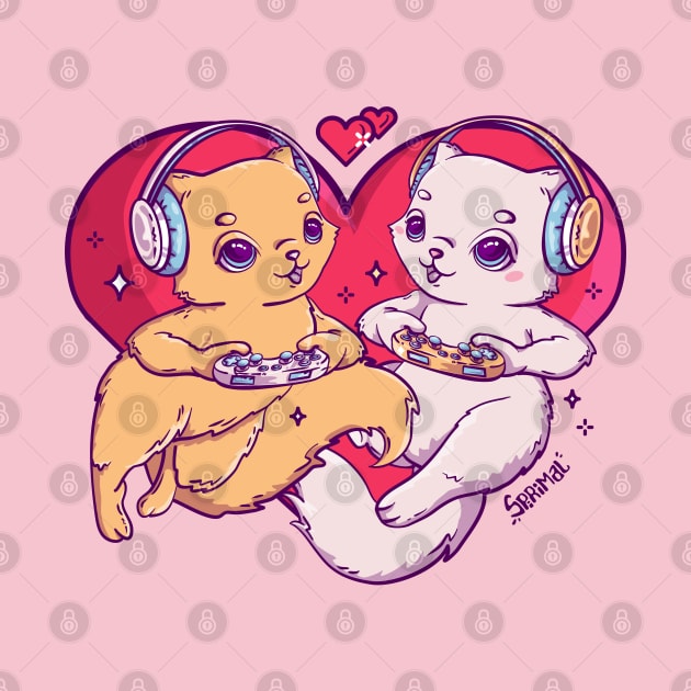 Purrfect Love - Gaming Cats Couple by SPIRIMAL