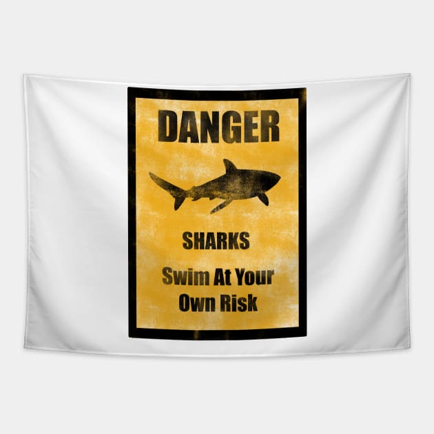 Danger Sharks Swim At Your Own Risk Tapestry by Quick Brown Fox Canada 