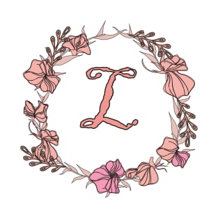 Letter L Rose Pink Initial Monogram - Letter l T-Shirt