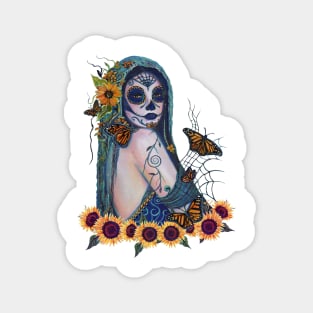 Day of the dead with sunflowers by Renee Lavoie Magnet