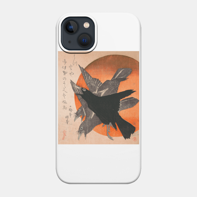 Three Crows Against the Sun (circa 1810) by Totoya Hokkei - Japanese - Phone Case