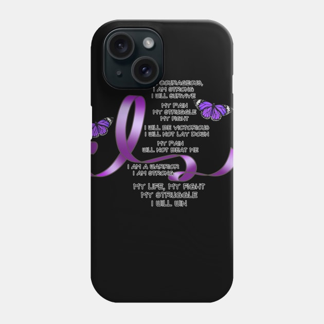 My Struggle, Purple Ribbon Awareness, poem Phone Case by AlondraHanley