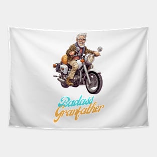 Badass Grandfather on a motorbike Tapestry