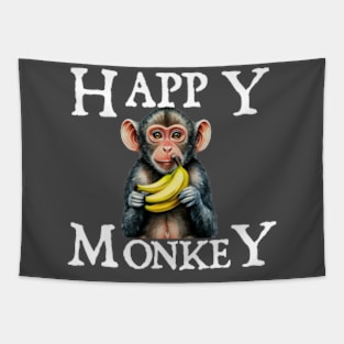 Happy Monkey with banan Tapestry