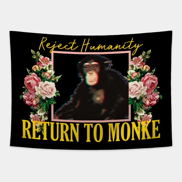 RETURN TO MONKE Vintage Floral Tapestry by giovanniiiii