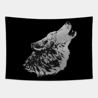 Howling Gray Wolf Tapestry