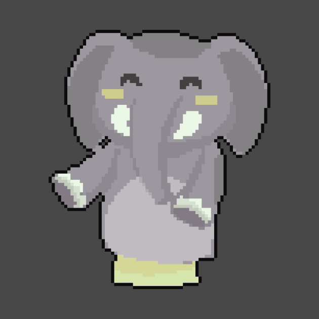 Safari Serenade: Pixel Art Elephant Design for Trendy Fashion by Pixel.id