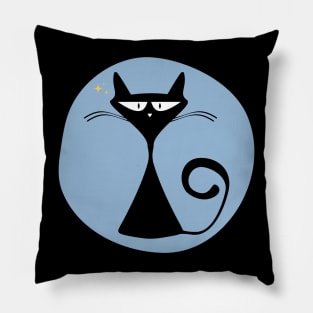 Retro Mid Century Modern Atomic Funny Black Cat Mom Gift Pillow