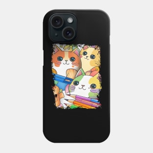 Funny and Cute Cat Crayon with a rainbow Phone Case