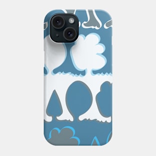 Minimalist Continuous Line Forest in cool grey blue tones Phone Case