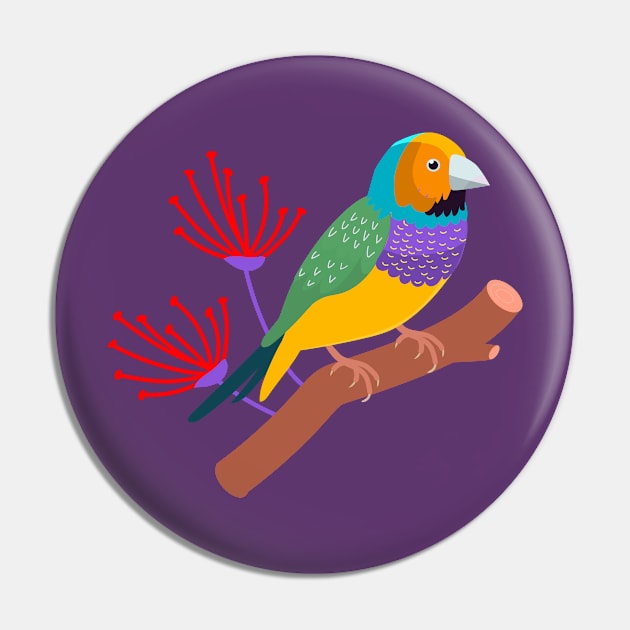 Colorful Bird Pin by Mako Design 