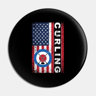 Usa Red White And Blue American Flag Curling 4Th Of July Pin