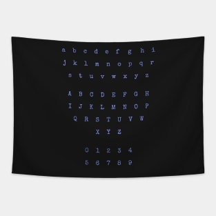 Light Blue Typewriter Letters and Numbers Tapestry