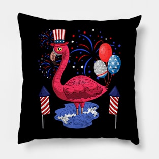 Tropical Bird USA Patriotic American Flamingo Animal 4th Of July Pillow