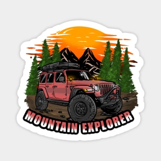 Mountain Explorer Pink Jeep Wrangler Rubicon Magnet