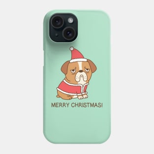 Cute Bulldog In Santa Claus Outfit Merry Christmas Phone Case