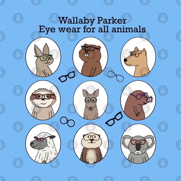 Wallaby Parker-eyewear for all animals (front only) by Coconut Moe Illustrations