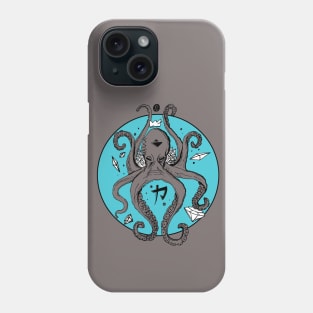 Blue Grey Crown Octopus Phone Case