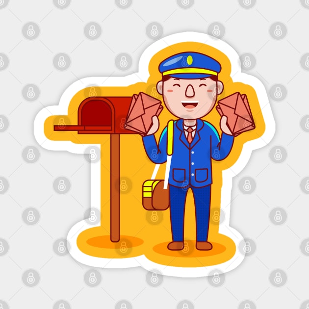 Cute Postman Cartoon Magnet by MEDZ