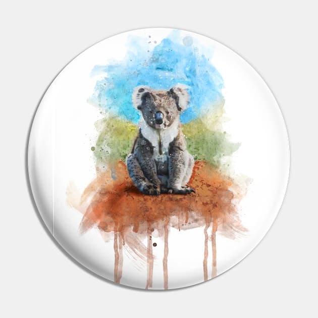 Watercolor Illusration of a Koala Pin by diplikaya