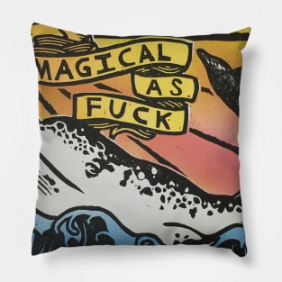 magical as fuck narwhal swearing fun stencil graffiti Pillow