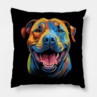 Retro Pop art Pitbull Dog Breed Art Pillow