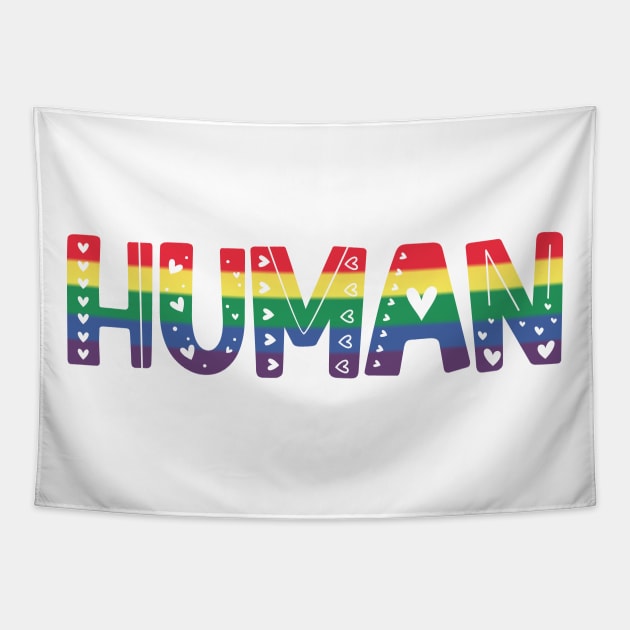 Colorful HUMAN Typography Illustration Design lgbt Tapestry by jodotodesign