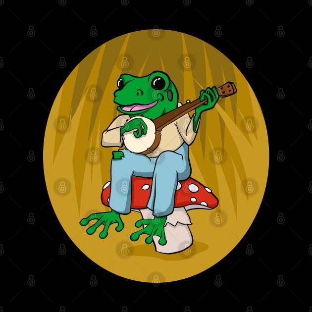 Frog Playing Banjo Cottagecore by Huhnerdieb Apparel