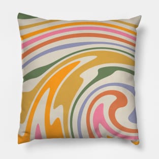 Rainbow Swirl Abstract Retro 70s Pillow