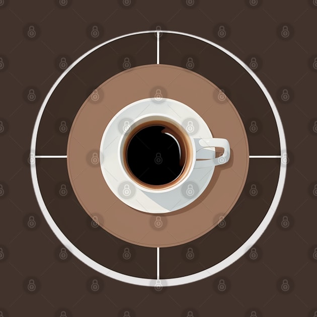 Top-down View of a Coffee Cup on a Brown Plate by CursedContent