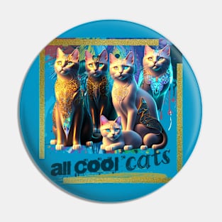 All Cool Cats (5 ornate statue cats) Pin