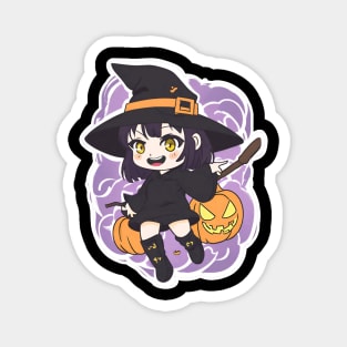 Witchcraft anime characters Chibi style of the Halloween season Magnet