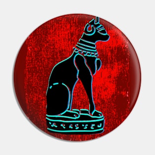 Bastet Cat Black/Teal/Red Pin