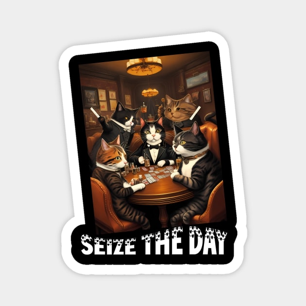 cats seize the day design Magnet by marklink