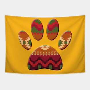 Aztec Pattern Dog Paw Print Tapestry