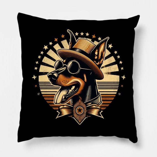 Stylish Sheriff Dog - doberman pincher Pillow by Patrick9