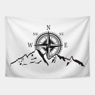 Mountain Range Compass - Funny Hiking Mountains Directions Tapestry