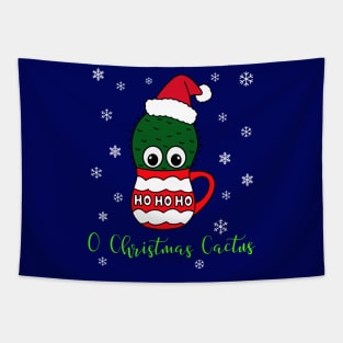 O Christmas Cactus - Cactus With A Santa Hat In A Christmas Mug Tapestry