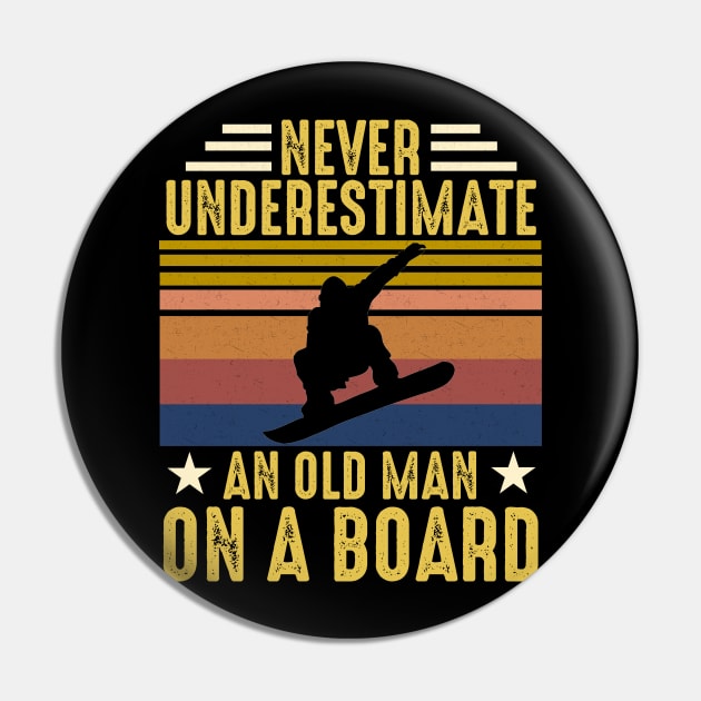 Vintage Never Underestimate An Old Man On A Board Pin by artbyhintze