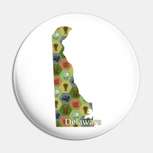 Delaware State Map Board Games Pin