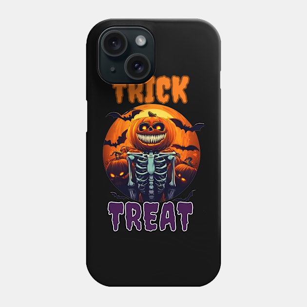 Trick Or Treat pumpkin head skeleton halloween Phone Case by Just-One-Designer 