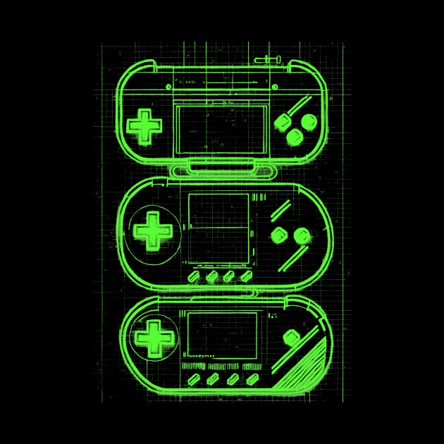 Green Handheld Gaming Blueprint by Trip Tank